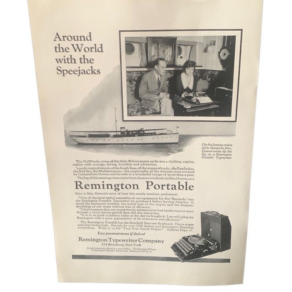 Vintage 1923 Remington Portable With Speejacks Ad Advertisement